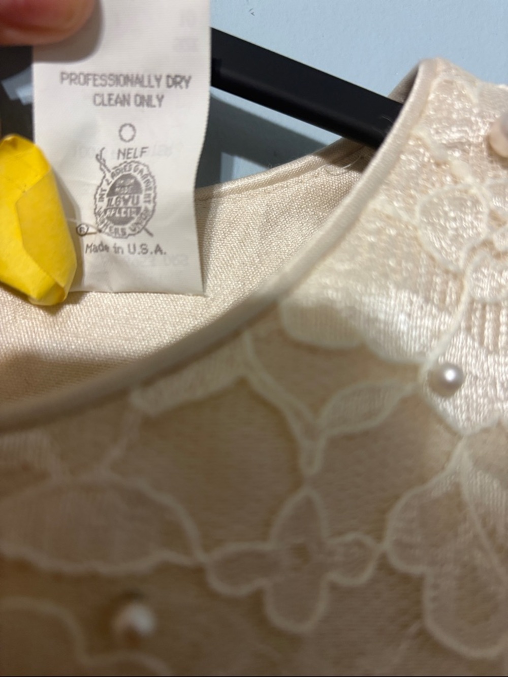 Leslie Fay Cream size 10 Lace Pearl Vintage Bride Bridal Era Dress little white - Picture 5 of 10